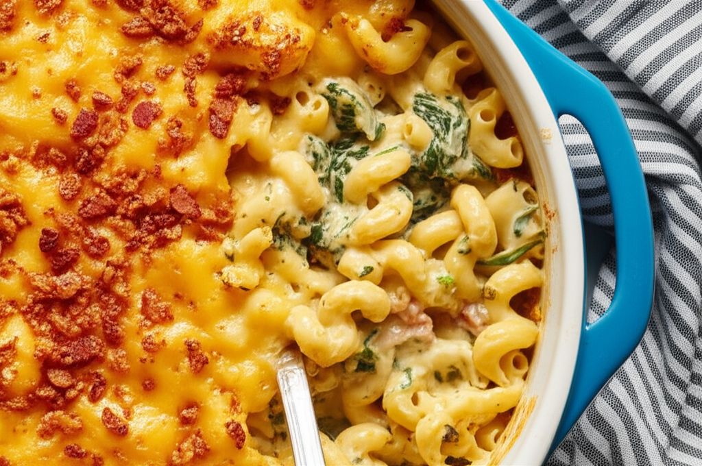 Macaroni and Cheese with Greek Yogurt and Spinach