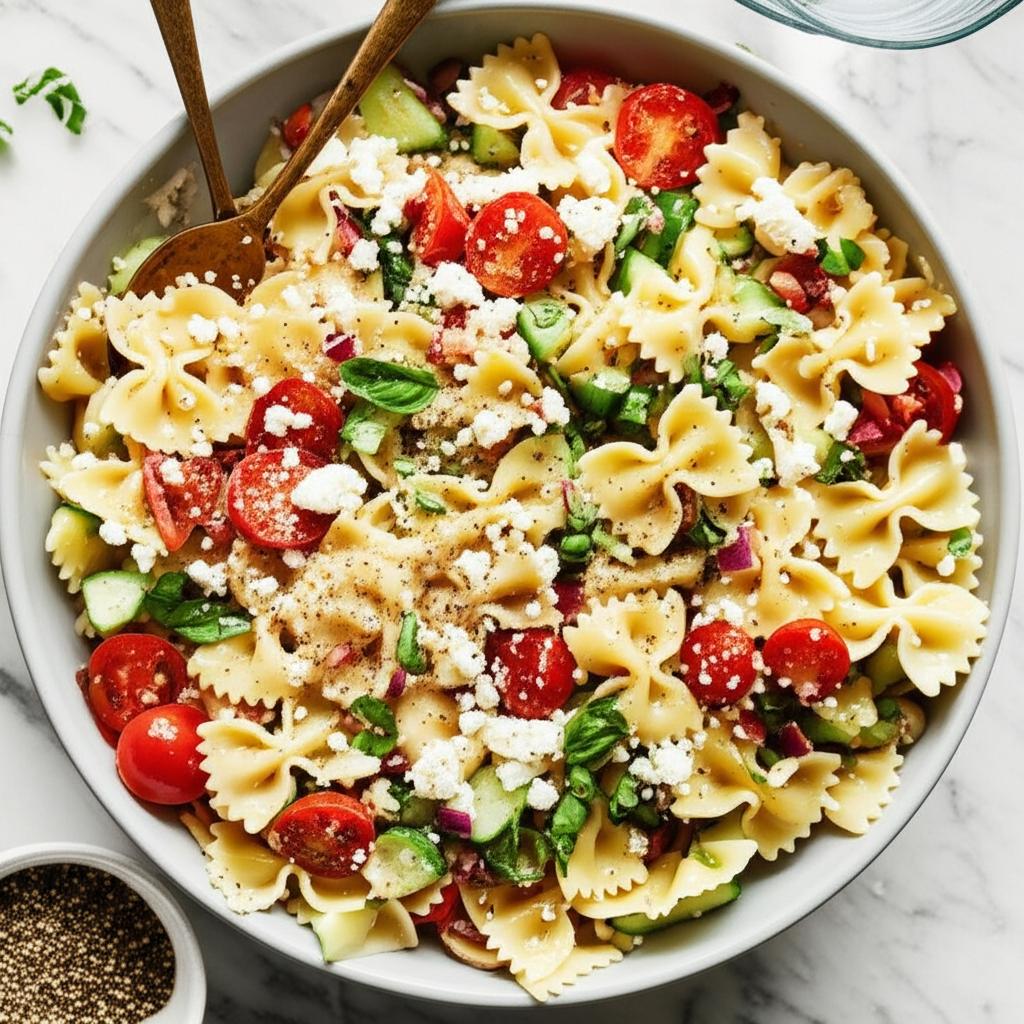 Mediterranean Pasta Salad with Hummus