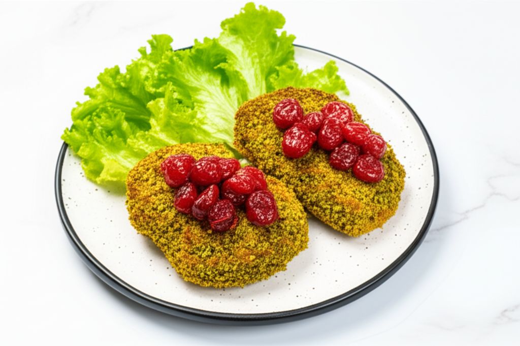 Pistachio Crusted Chicken Breasts with Sun-Dried Cherry and Orange Sauce