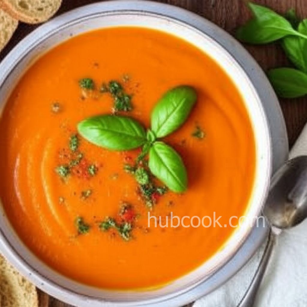 Roasted Red Pepper and Basil Pea Soup