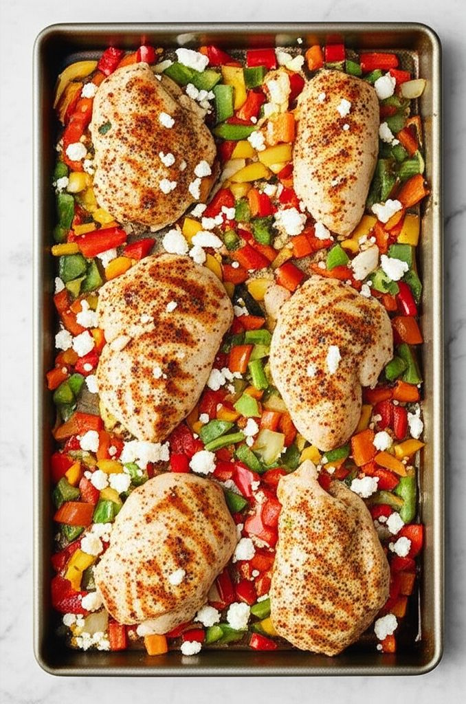 Sheet Pan Chicken Breast with Feta and Vegetables