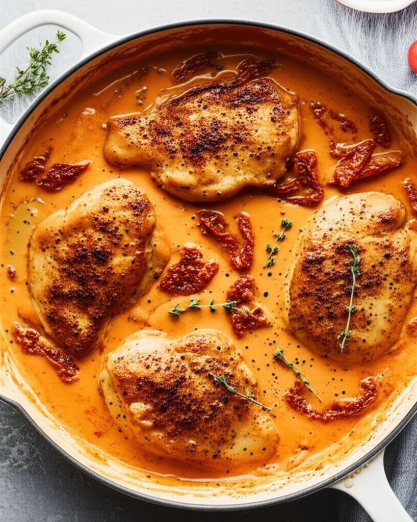 Skillet Chicken in Creamy Sun-Dried Tomato Sauce