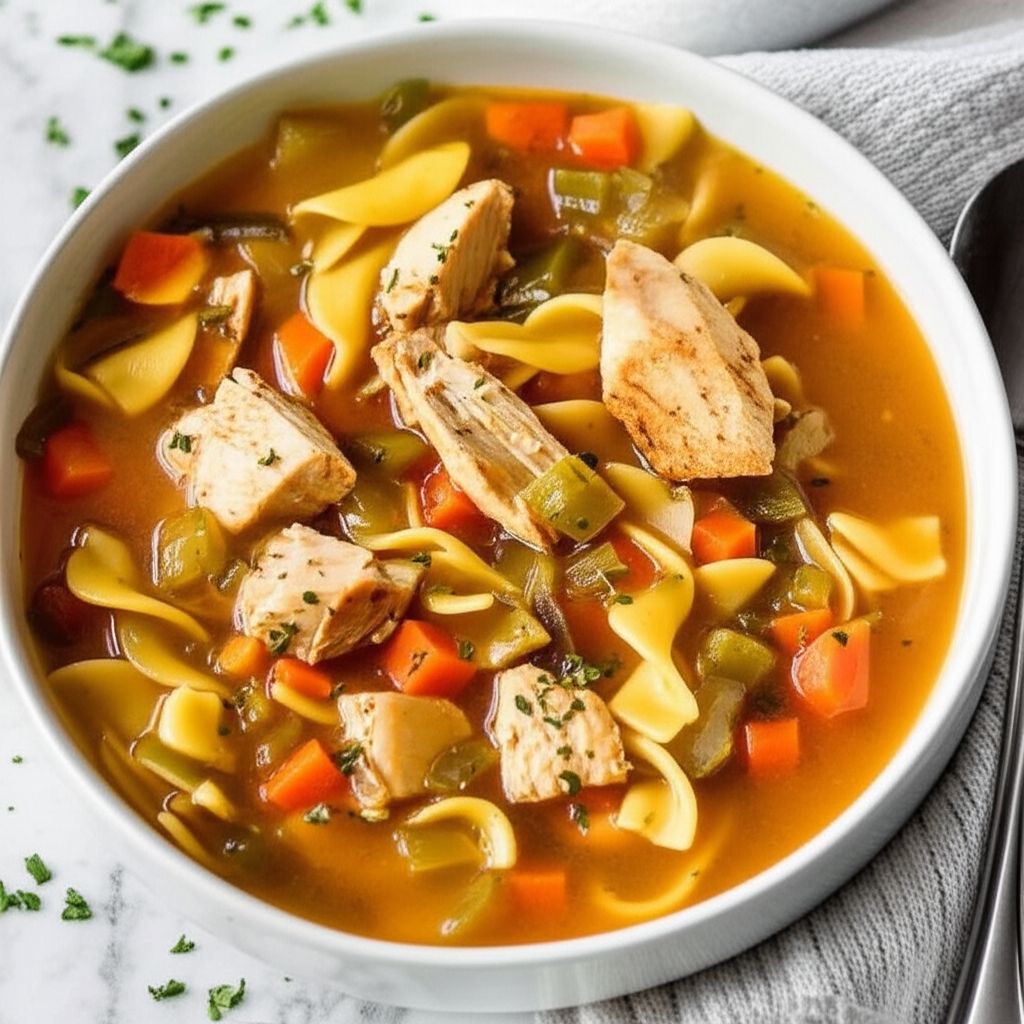 Slow Cooker Chicken Vegetable Soup with Egg Noodles