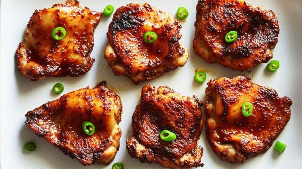 Spicy Roasted Chicken Thighs with Miso and Ginger