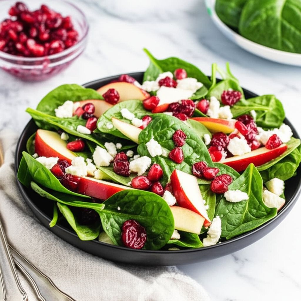 Spinach Salad with Pomegranate Cranberry Dressing