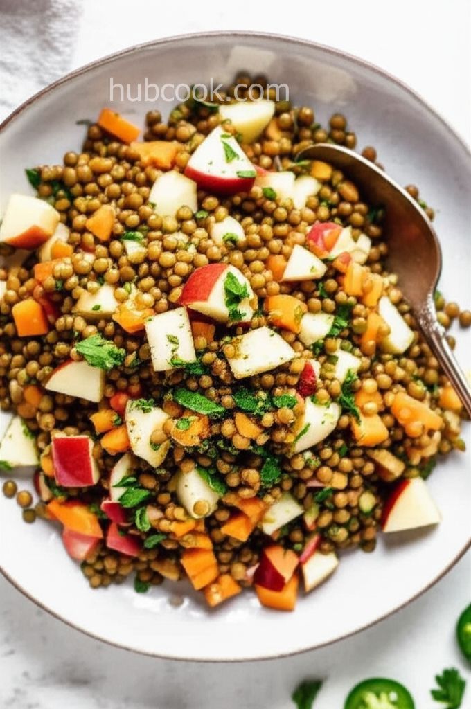 Vegan Lentil Salad with Apples and Carrot