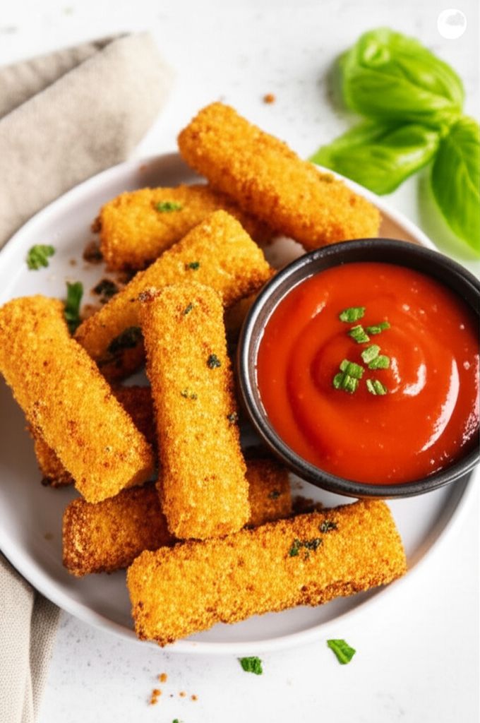 Air-Fried Mozzarella Cheese Bites with Spicy Marinara Sauce