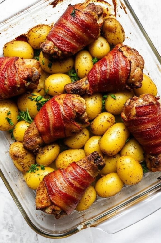 Bacon-Roasted Chicken with Potatoes