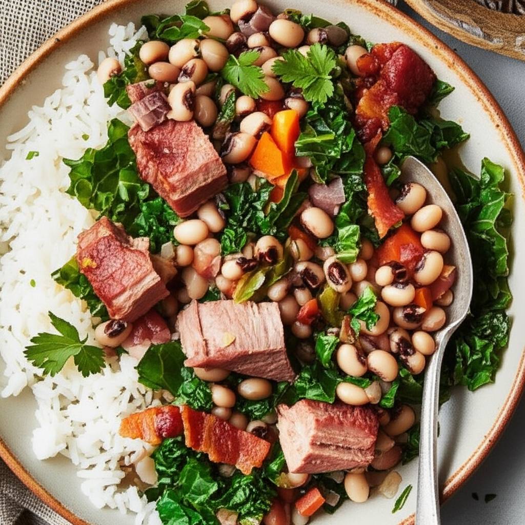 Black-Eyed Peas with Pork and Greens