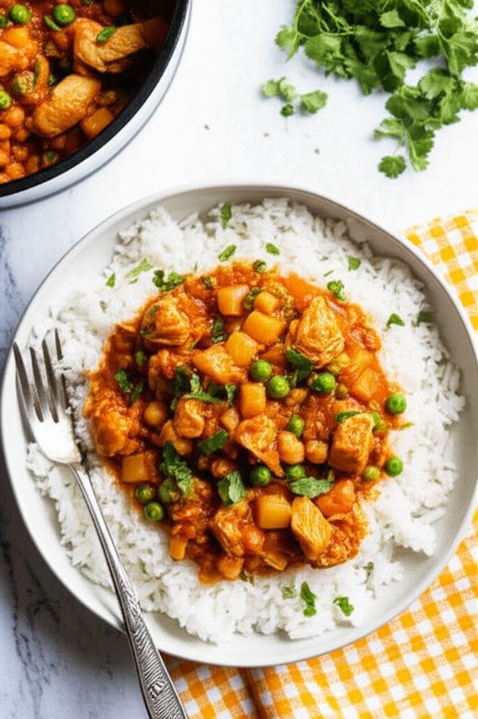 Boneless Chicken Breast with Tomatoes, Coconut Milk, and Chickpeas in the Slow Cooker