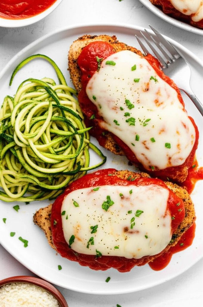 Chicken Parmesan with Zucchini Pasta