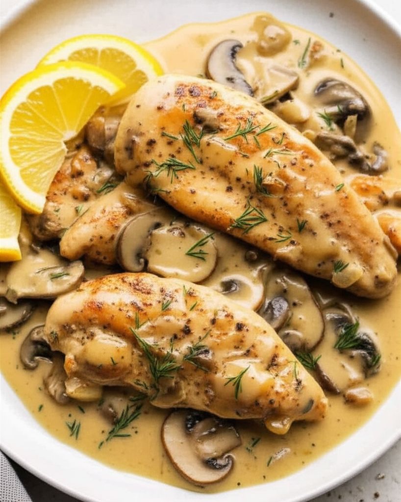 Chicken Tenders in Lemon-Mushroom Cream Sauce