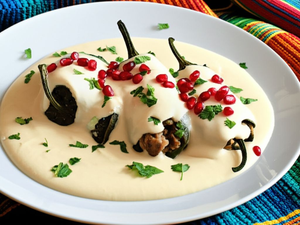 Chiles en Nogada (Mexican Stuffed Poblano Peppers in Walnut Sauce)