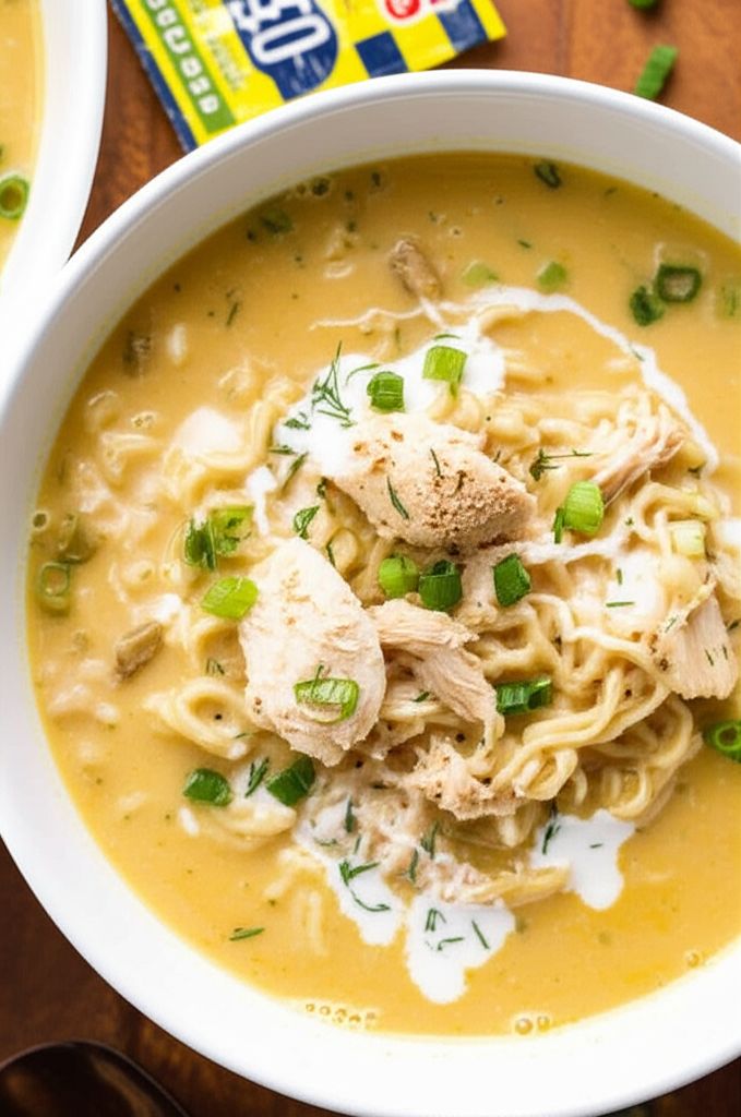 Creamy Chicken Ramen Soup with Dill
