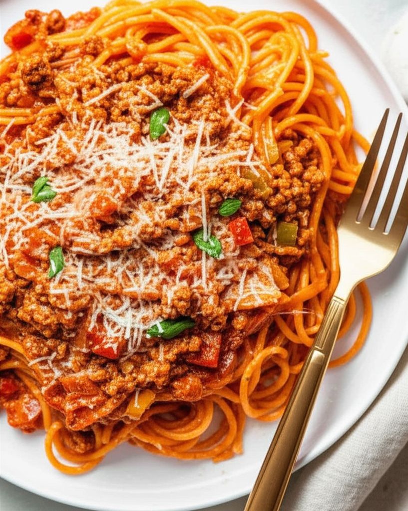 Creamy Gochujang Spaghetti With Ground Beef