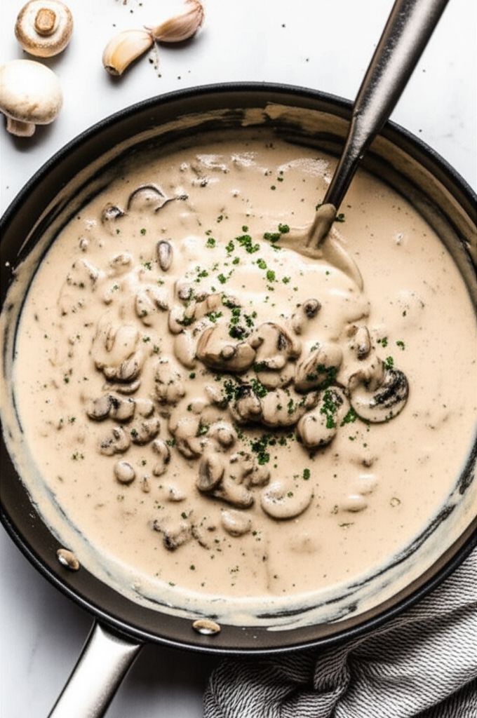 Creamy Mushroom Sauce with Milk