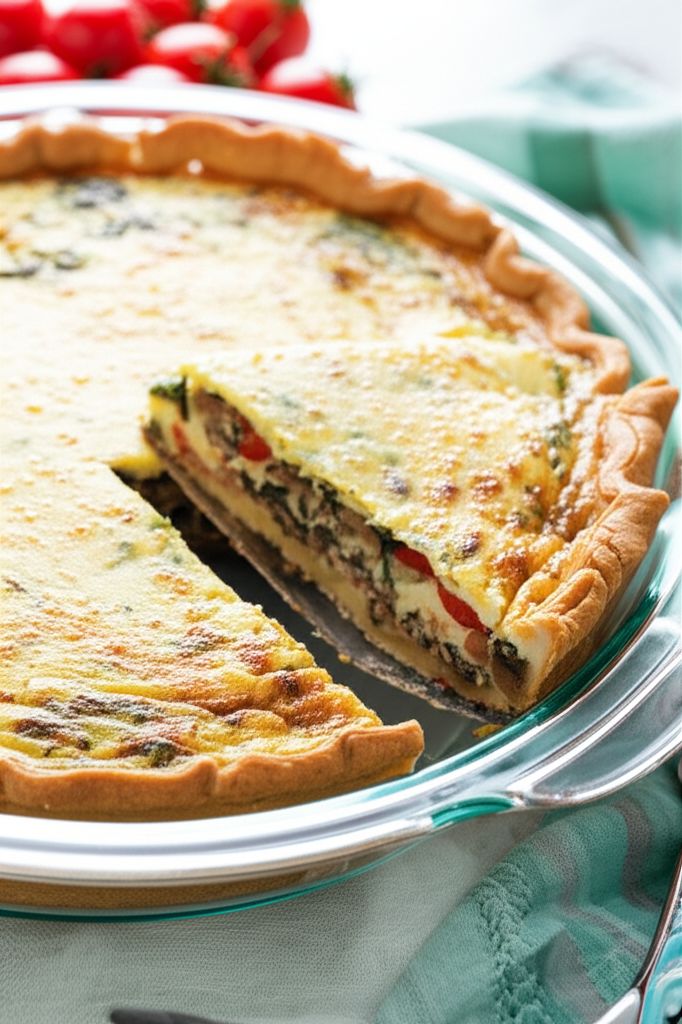 Crustless Spinach, Mushroom, and Tomato Quiche (Keto)