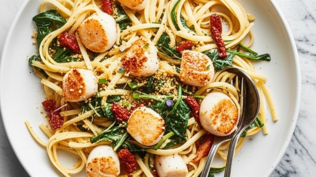 Date Night Bay Scallop Fettuccine with White Wine and Garlic
