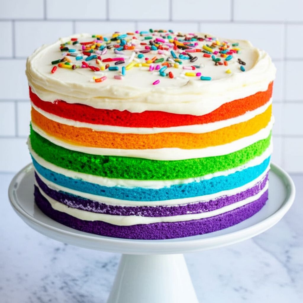 Easy Six-Layer Rainbow Cake