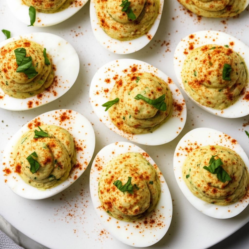 Garlic, Basil, and Bacon Deviled Eggs