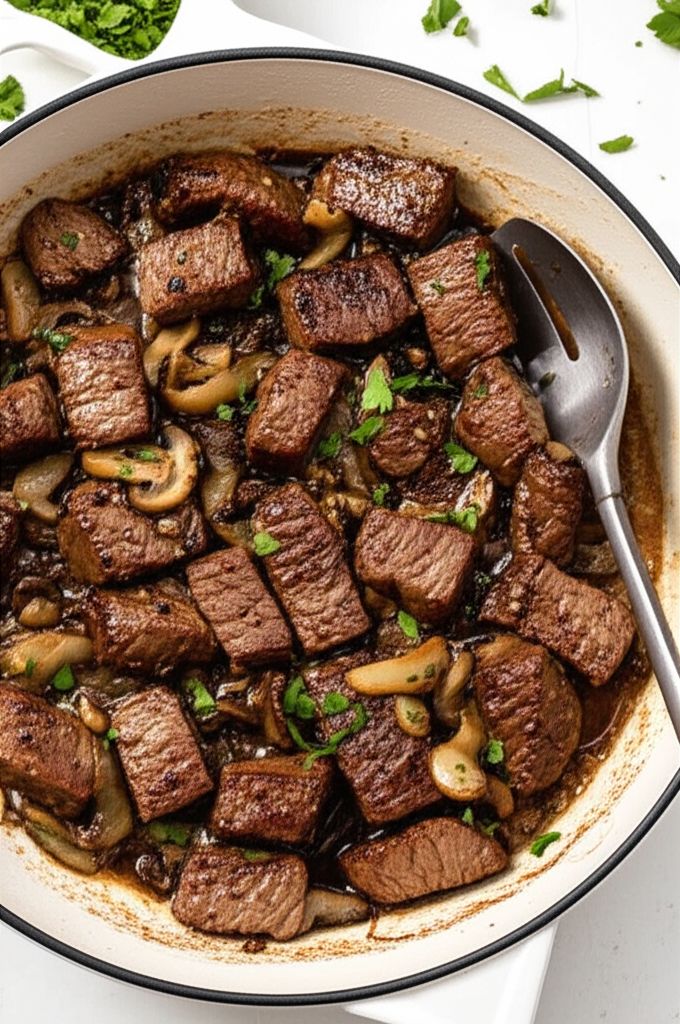 Garlic Butter Steak Bites With Mushrooms