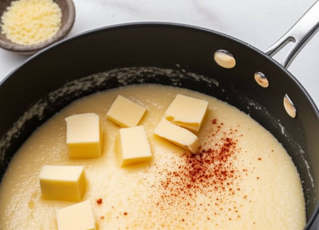 Garlic Cheese Grits with Shrimp