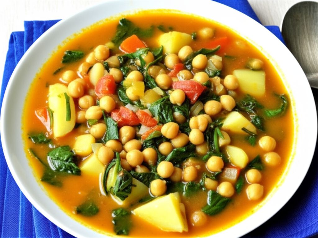 Garlic, Spinach, and Chickpea Soup
