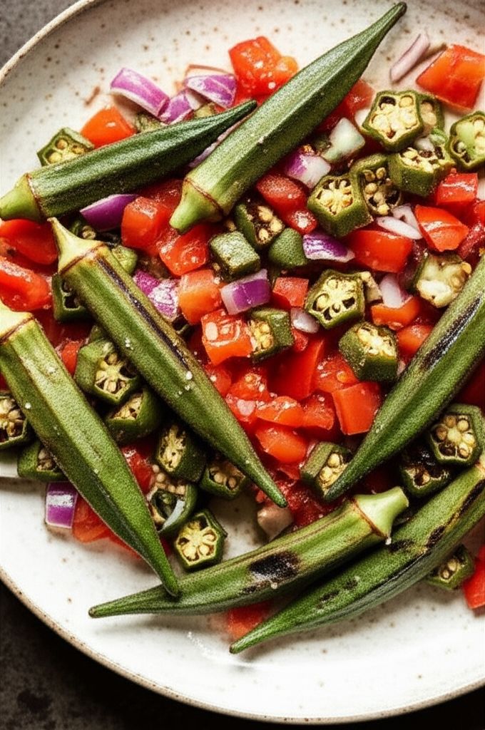 Grilled Okra Salad