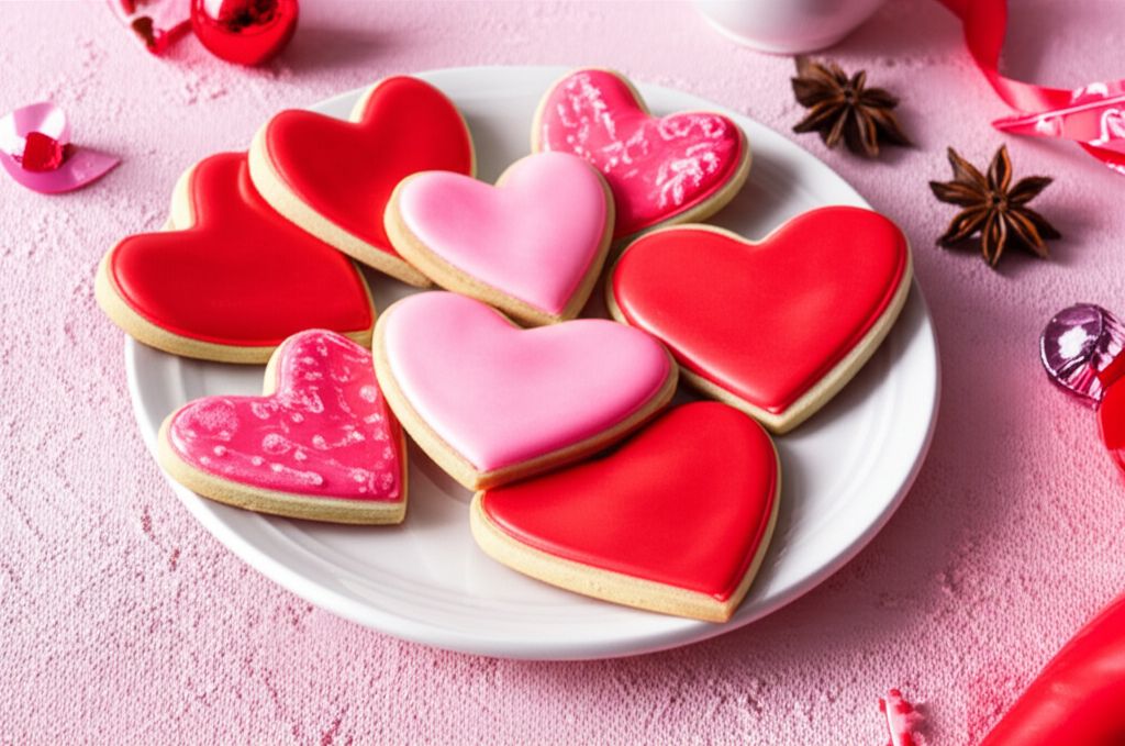 Heart Cookies Decorated with Royal Icing