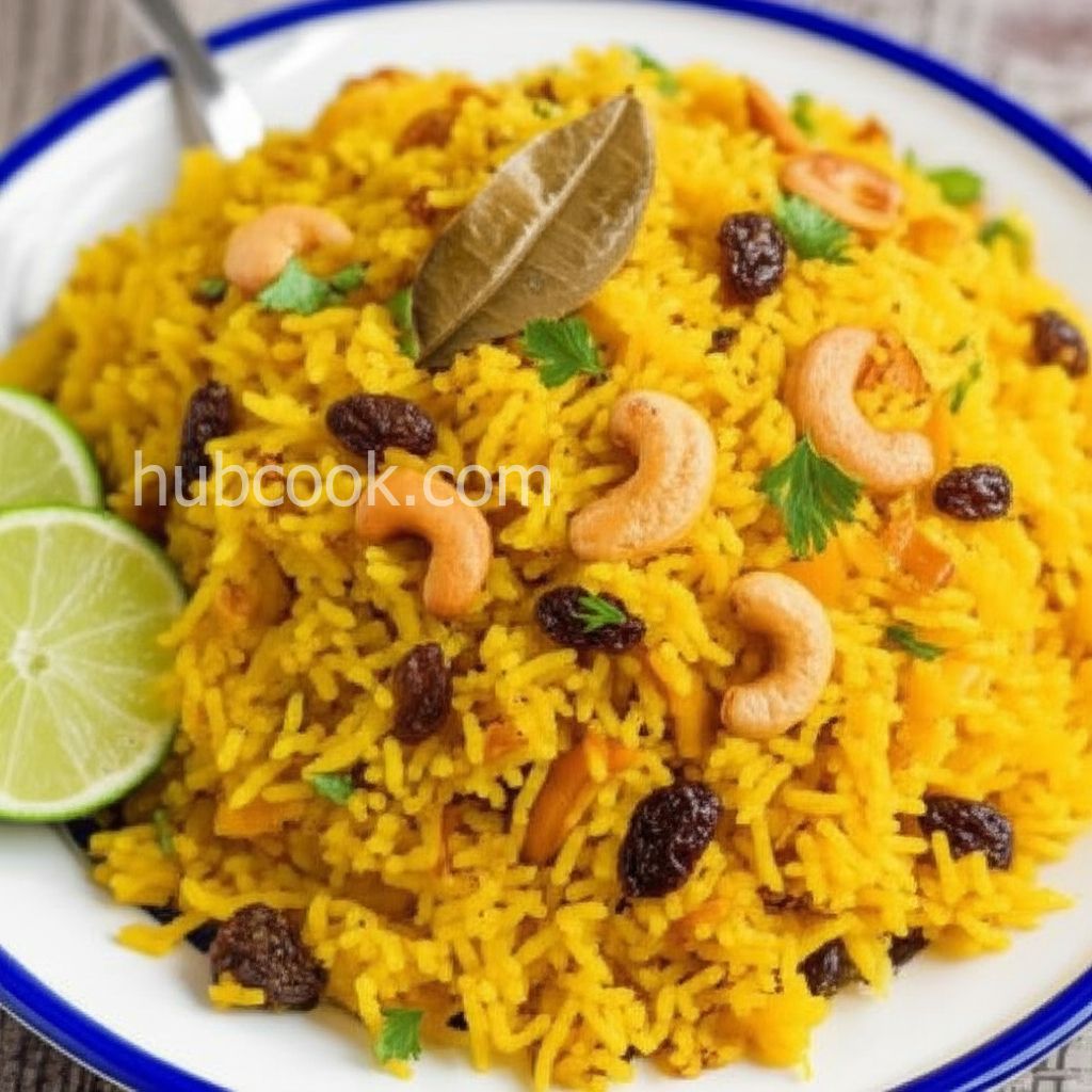 Indian-Style Rice with Cashews, Raisins, and Turmeric