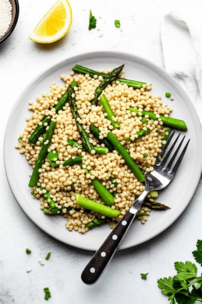 Lemony Israeli Couscous with Asparagus