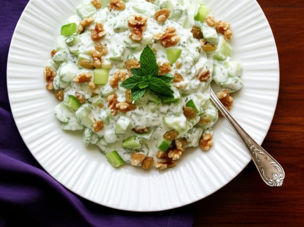 Masht-o Khiyaar (Persian Cucumber Salad with Sultanas and Walnuts)