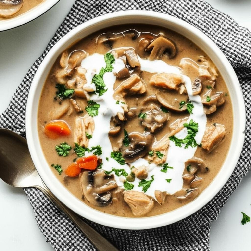 Mushroom and Chicken with Sour Cream Soup