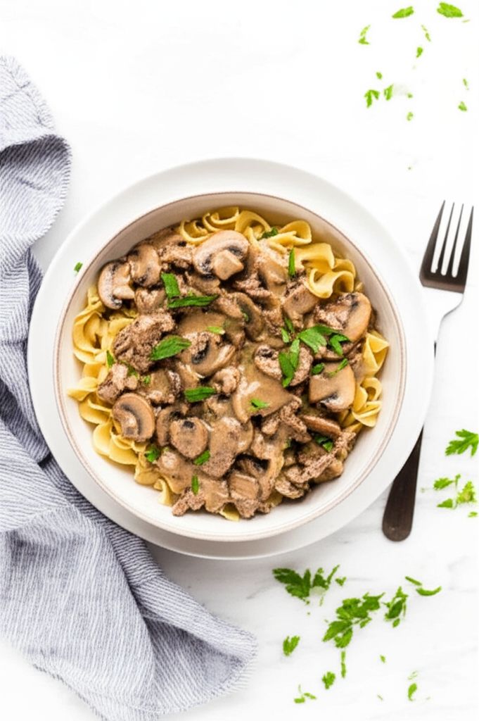 No Yolks Beef Stroganoff