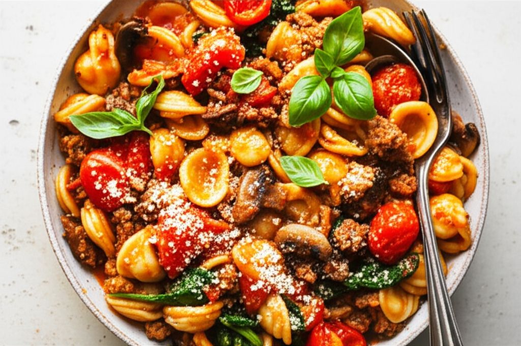 Orecchiette with Fresh Tomatoes and Sausage
