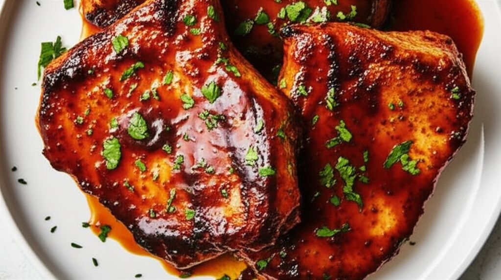 Pan-Fried Pork Chops with Sweet BBQ Sauce