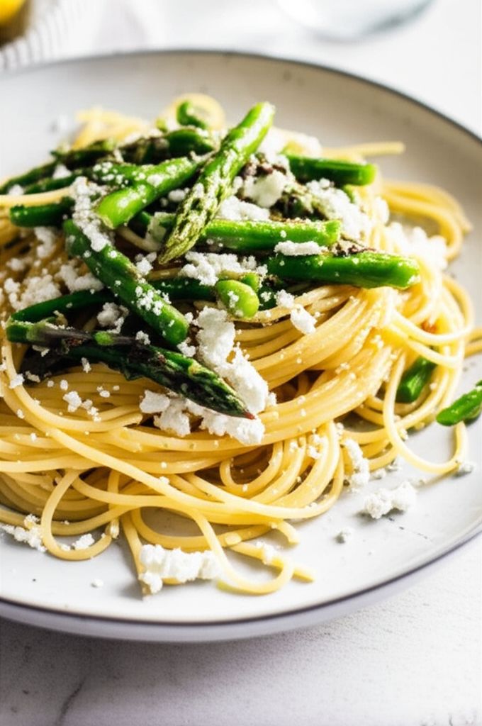 Pasta with Asparagus, Goat Cheese, and Lemon