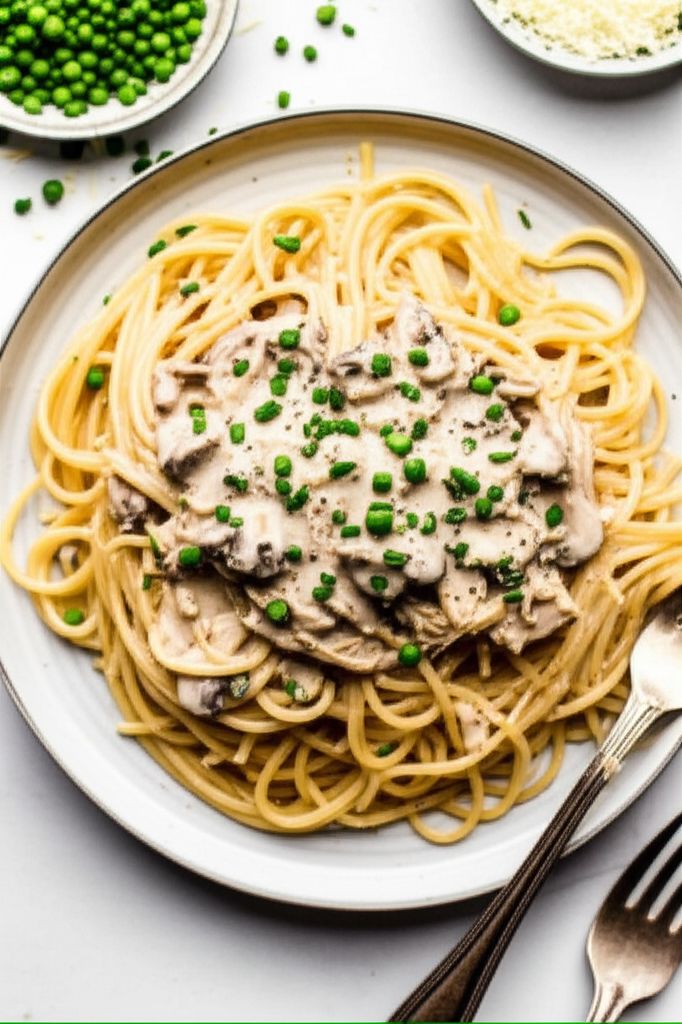 Pasta with Chicken and Mushroom Alfredo Sauce