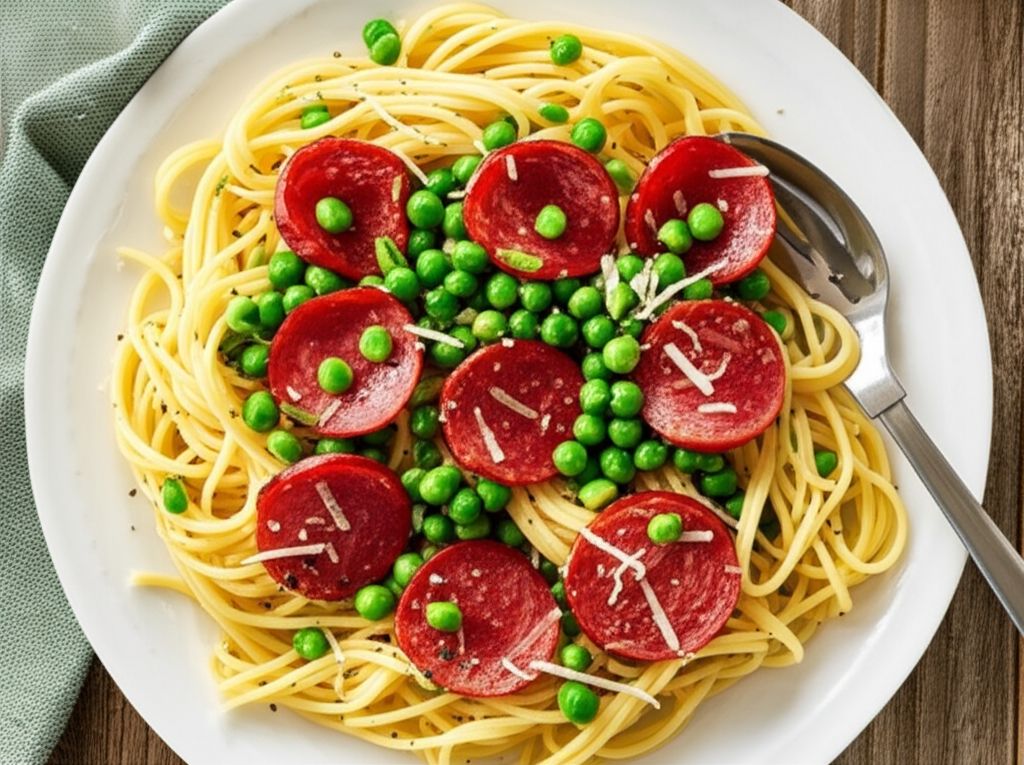 Pasta with Salami and Peas