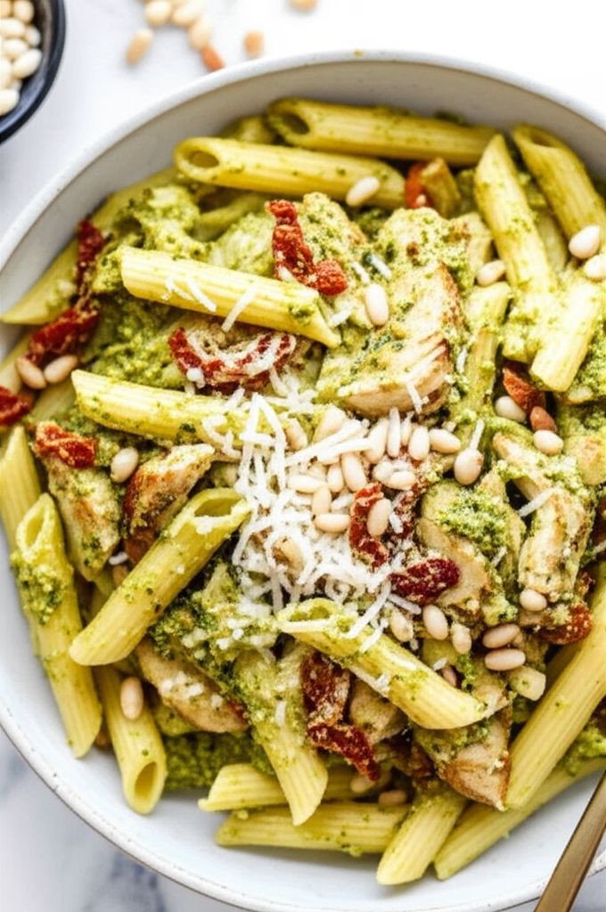 Phenomenal Chicken and Pasta in Creamy Pesto Sauce