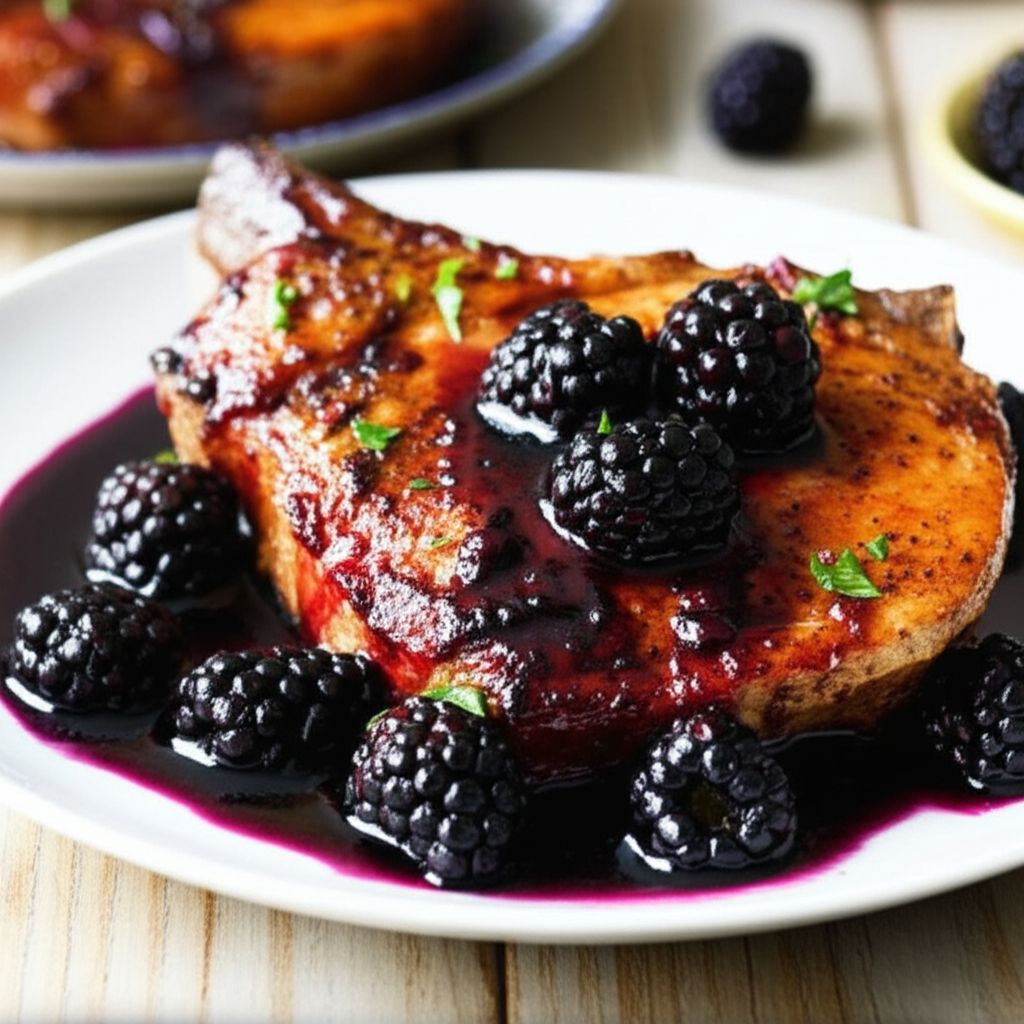 Pork Chops with Blackberry Port Sauce
