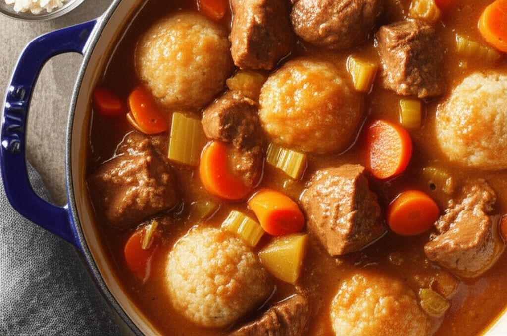 Pork Rib Stew with Sage Cornmeal Dumplings