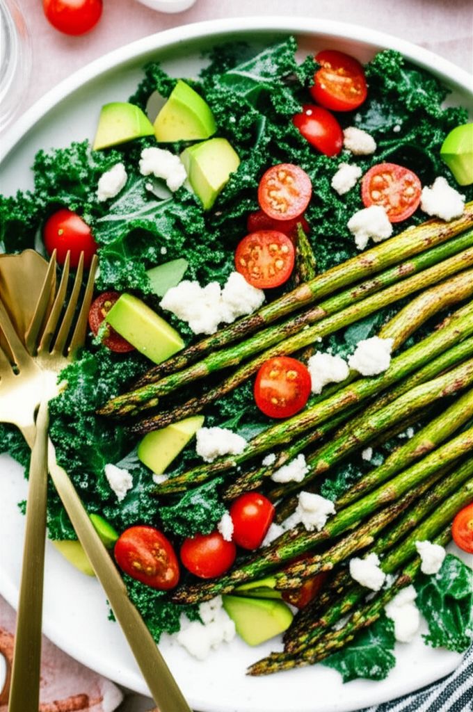 Roasted Asparagus and Kale Salad