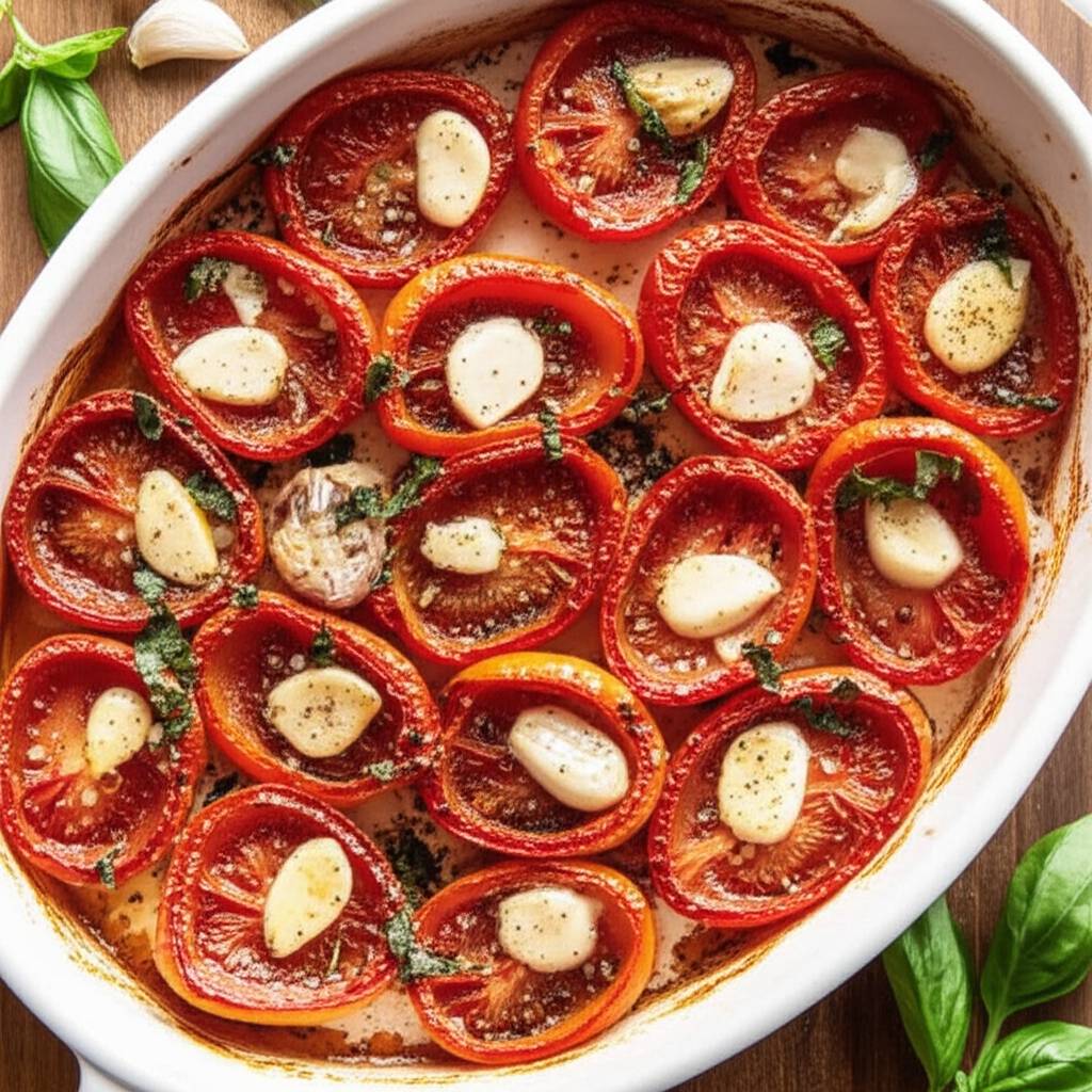 Roasted Roma Tomatoes and Garlic