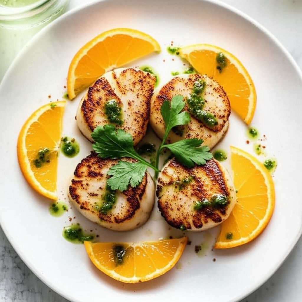 Seared Scallops with Jalapeño Vinaigrette