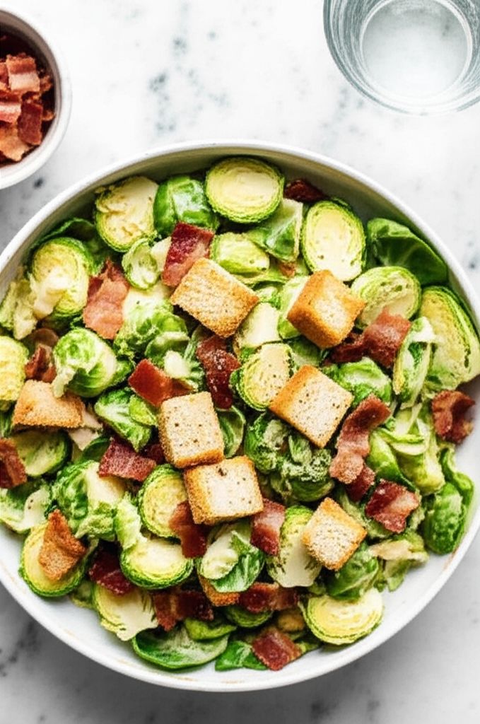 Shaved Brussels Sprouts Caesar Salad
