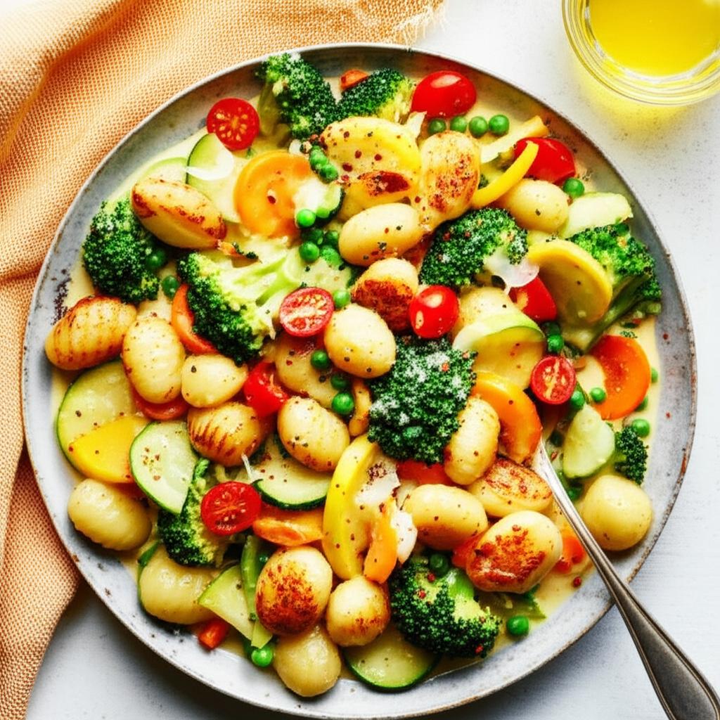 Skillet Gnocchi Primavera with Lemon Cream Sauce