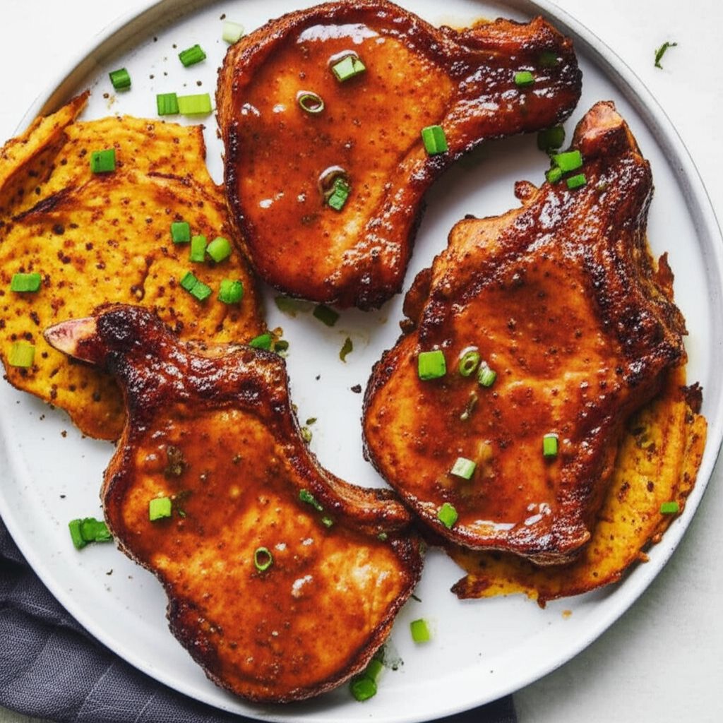 Spicy Peach-Glazed Pork Chops