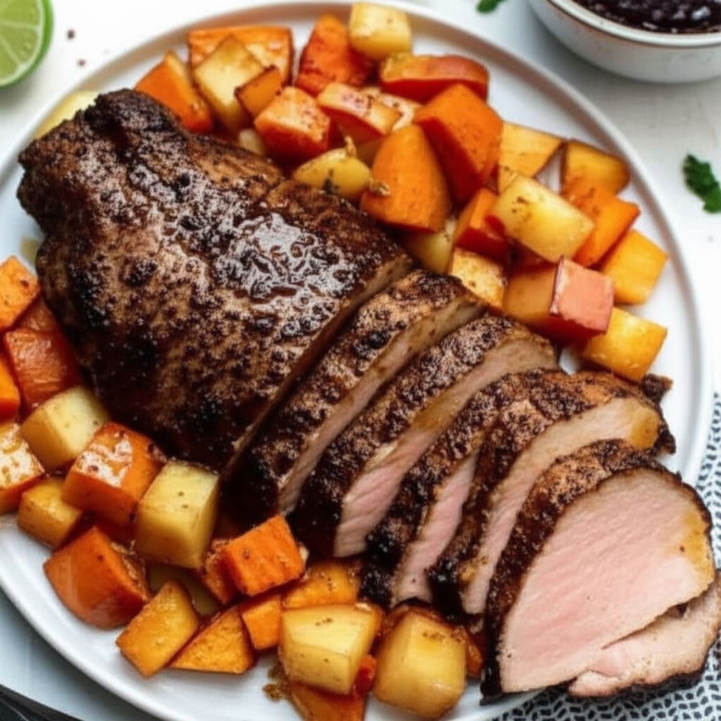 Spicy Pork Tenderloin with Apples and Sweet Potatoes