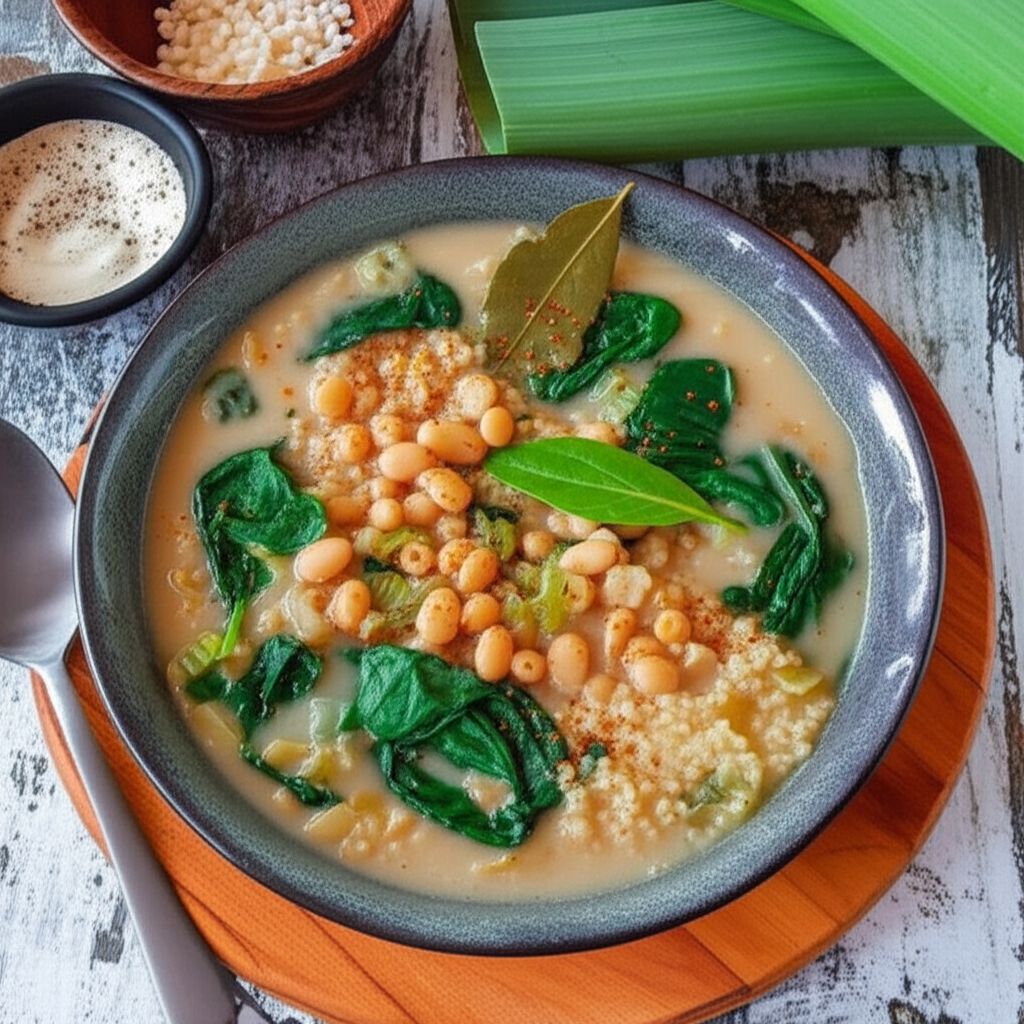 Spinach and Leek White Bean Soup